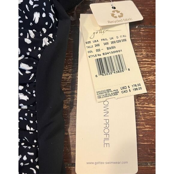 PROFILE BY GOTTEX BASH PLUS SIZE UNDERWIRE HALTER BLACK SWIM DRESS - Picture 5 of 7